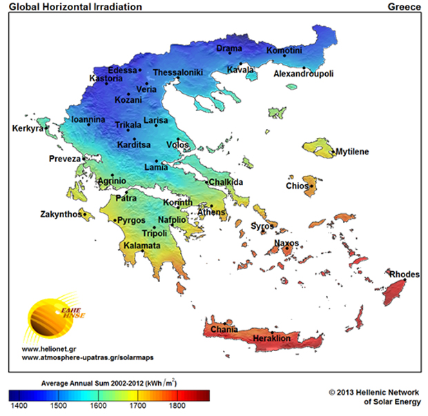 solarmaps Νέοι κλιματολογικοί χάρτες ηλιακής ενέργειας για την Ελλάδα